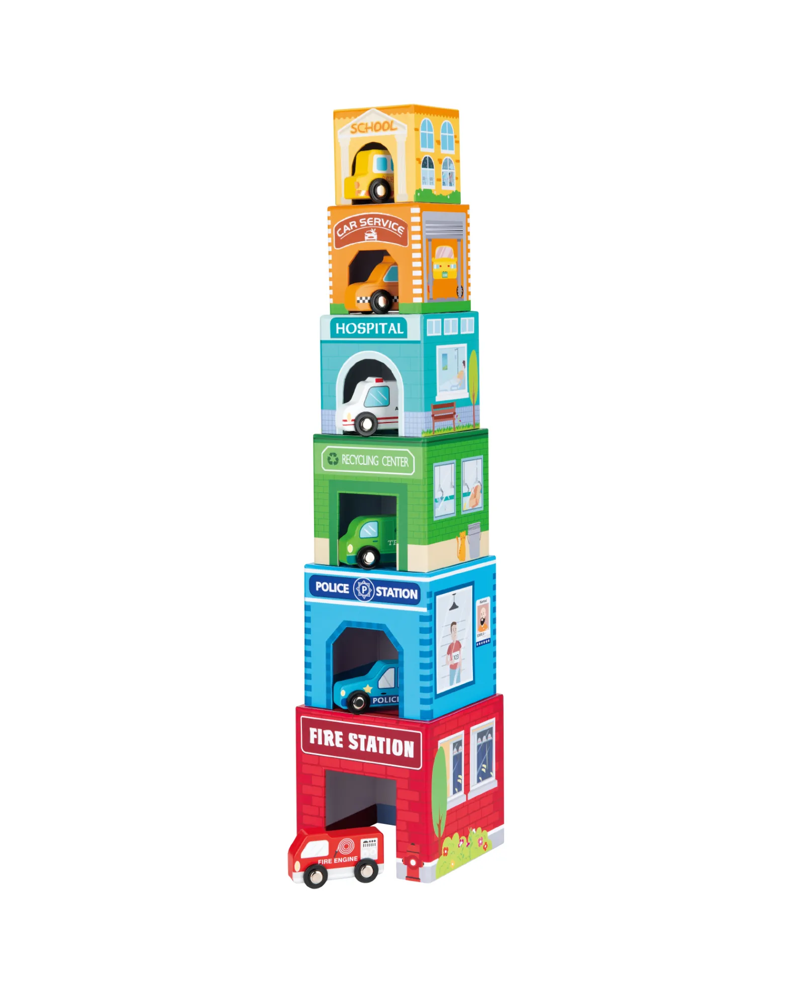 Bello Stacking Cubes With Vehicles Discount