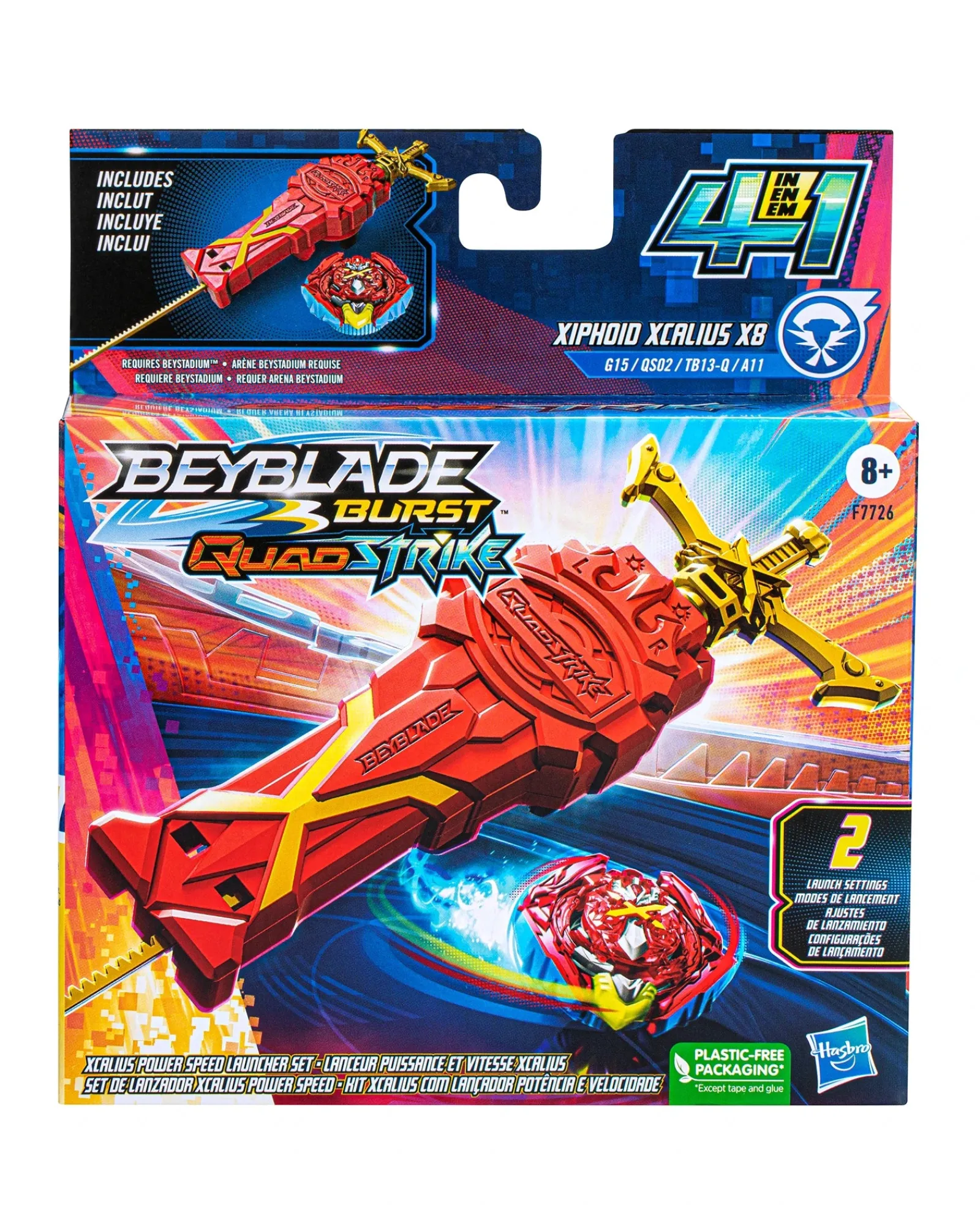 Beyblade Burst Quadstrike Xcalius Power Speed Launcher Pack Best