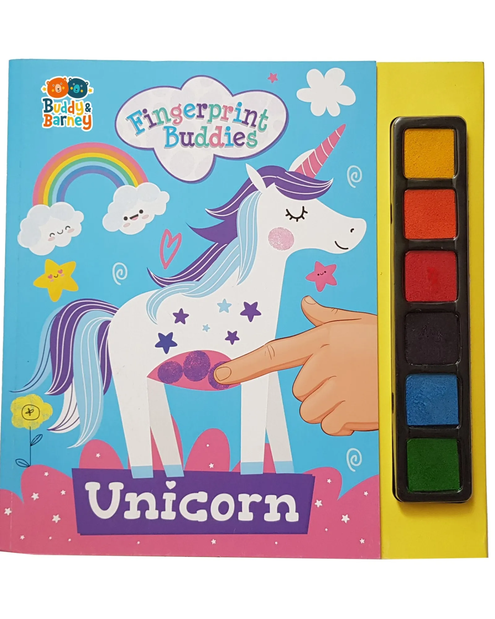 Buddy and Barney Finger Print Buddies Book Unicorn New