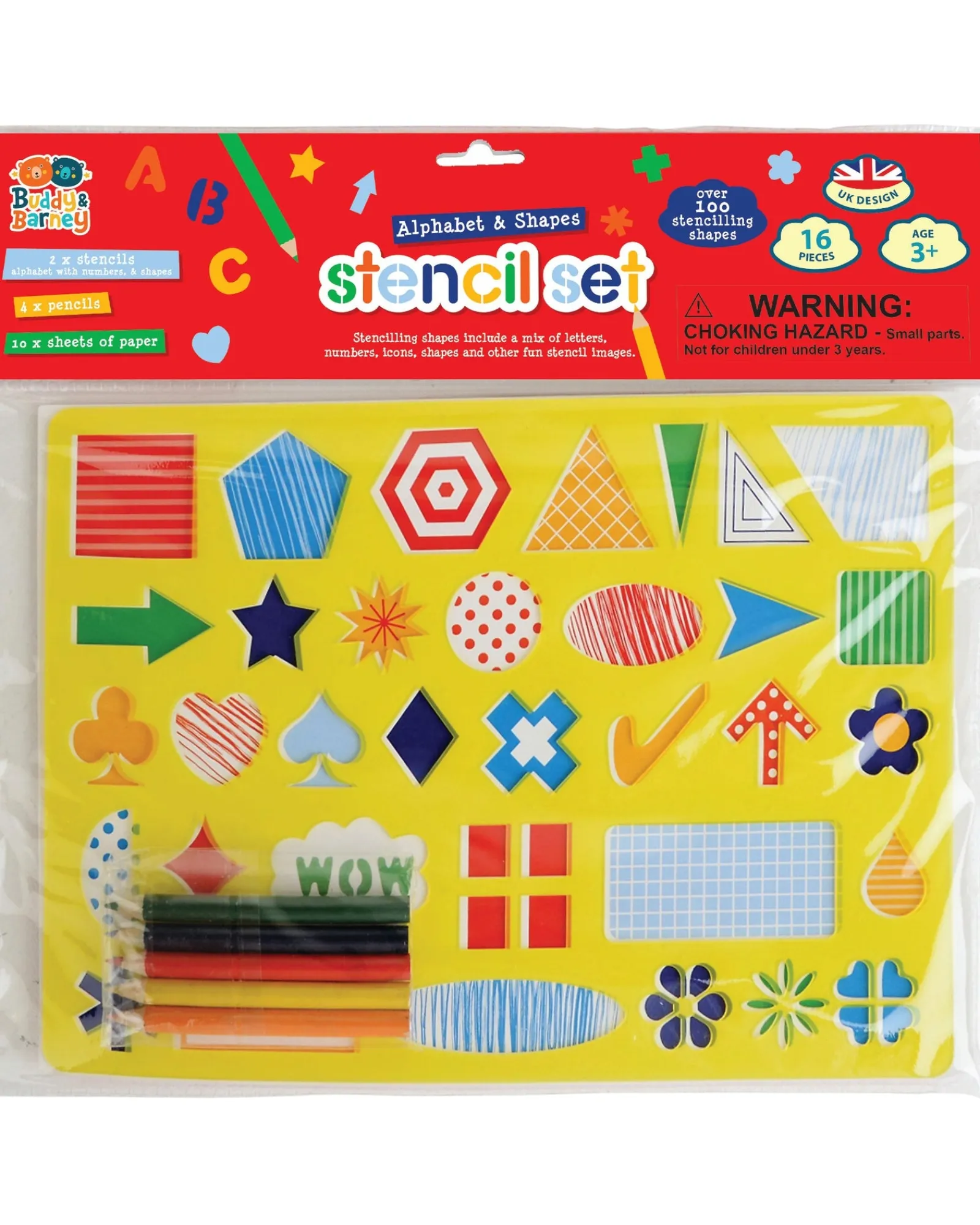 Buddy and Barney Stencil And Pencil Double Alphabet And Shapes Cheap