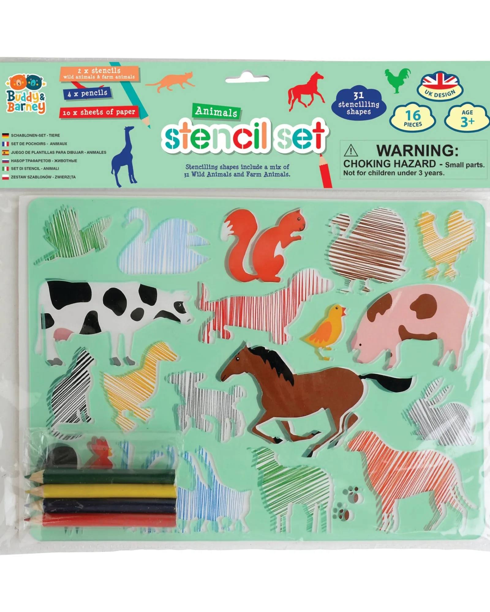 Buddy and Barney Stencil And Pencil Double Pack Animals Best
