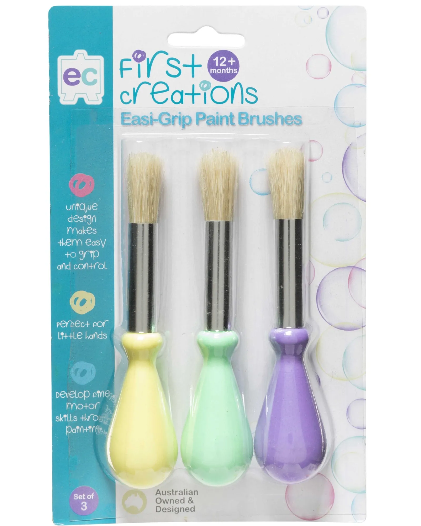 First Creations Easi Grip Paint Brushes 3Pk Online