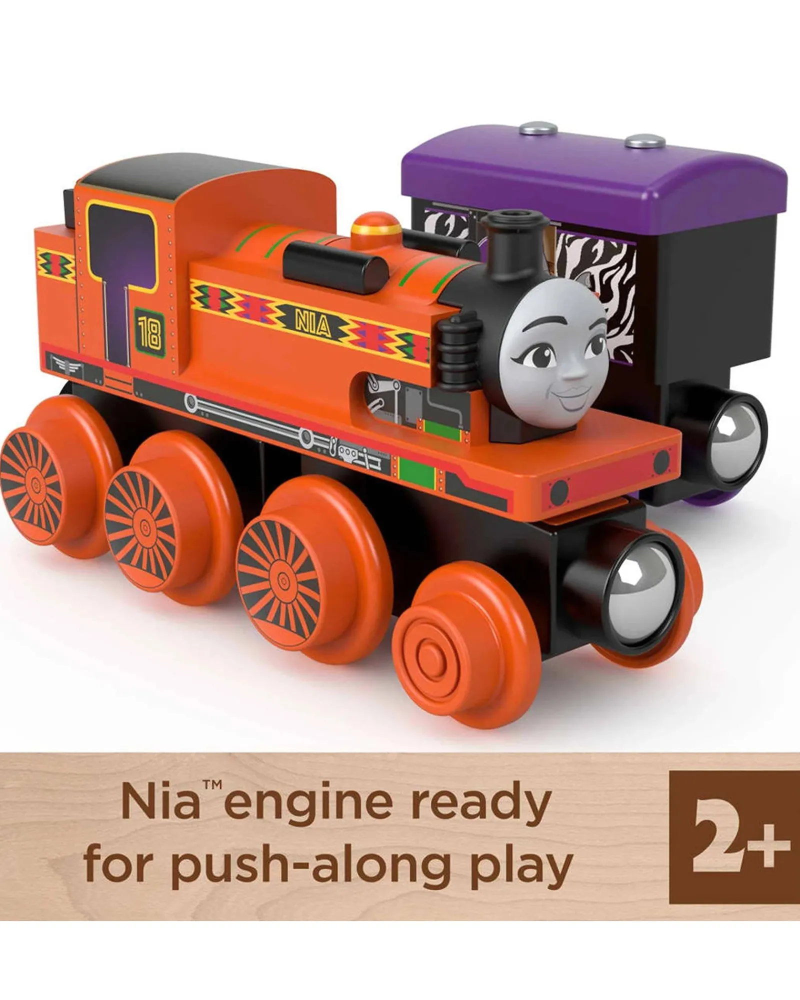 Thomas and Friends Fisher Price Wooden Railway Nia Engine And Cargo Car New