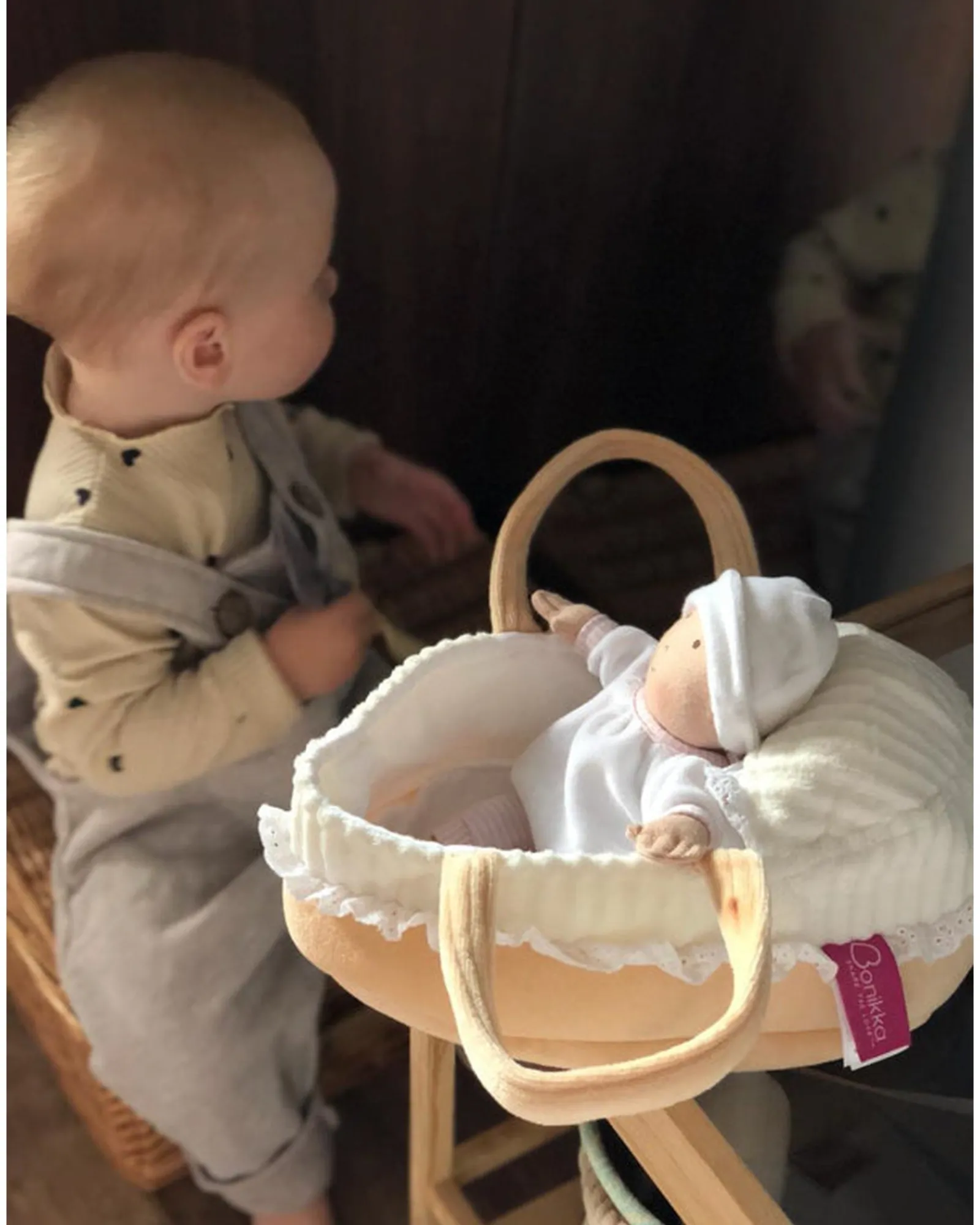 Bonikka Grace Baby Doll In Carry Cot With Bottle And Blanket Hanger Sale