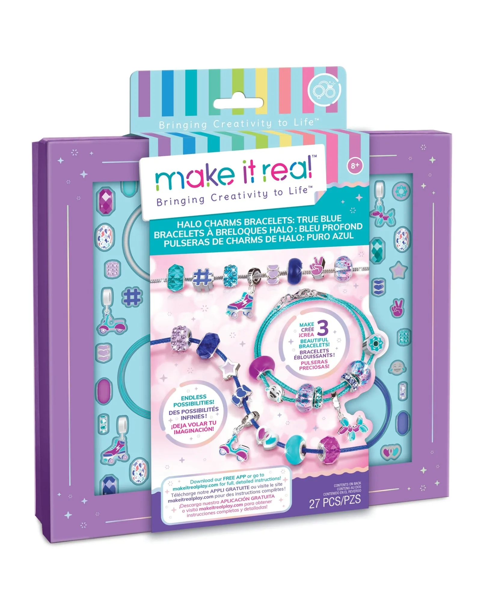 Make It Real Halo Charms Bracelets True Blue Clearance