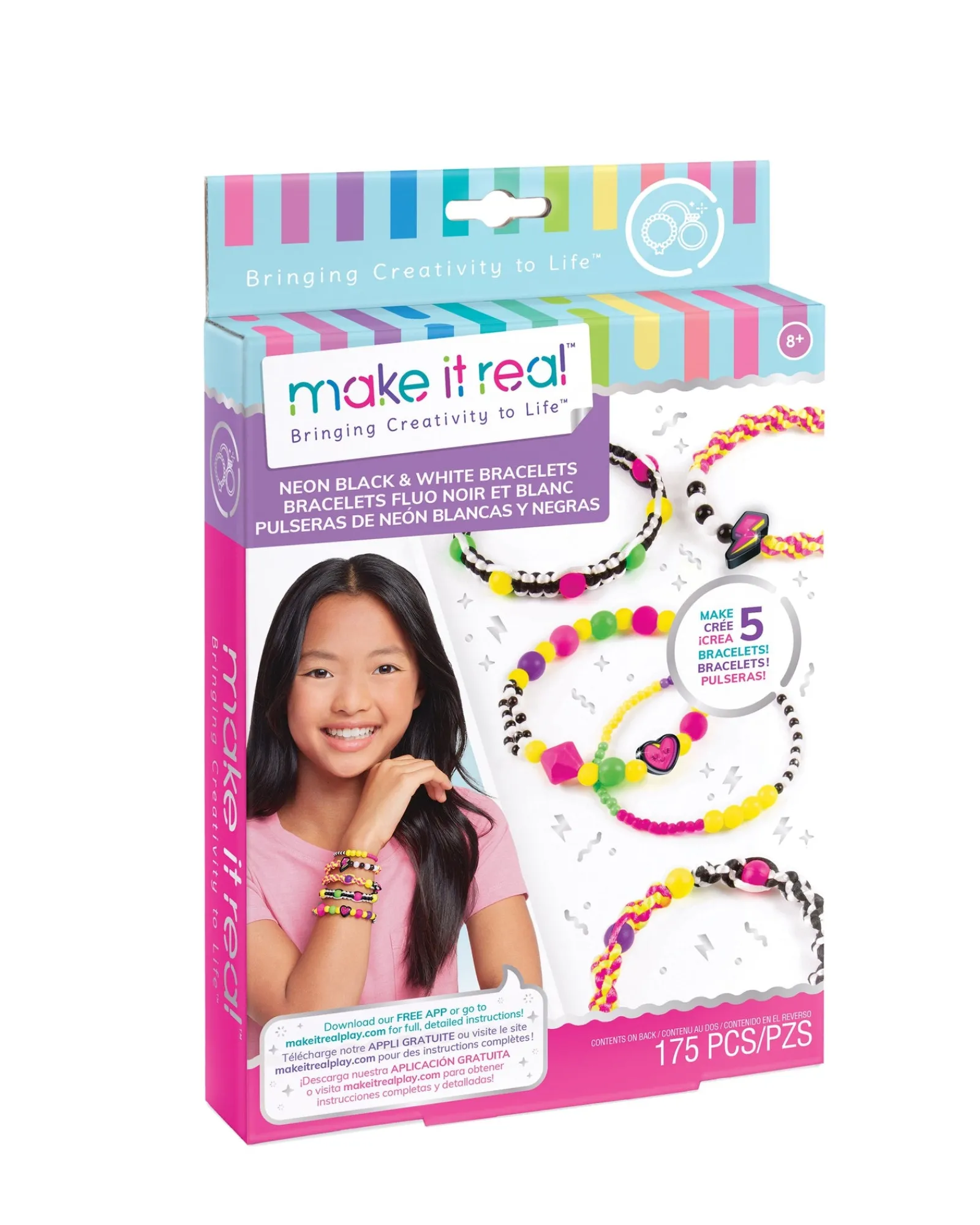 Make It Real Retro Neon Black White Bracelets Cheap