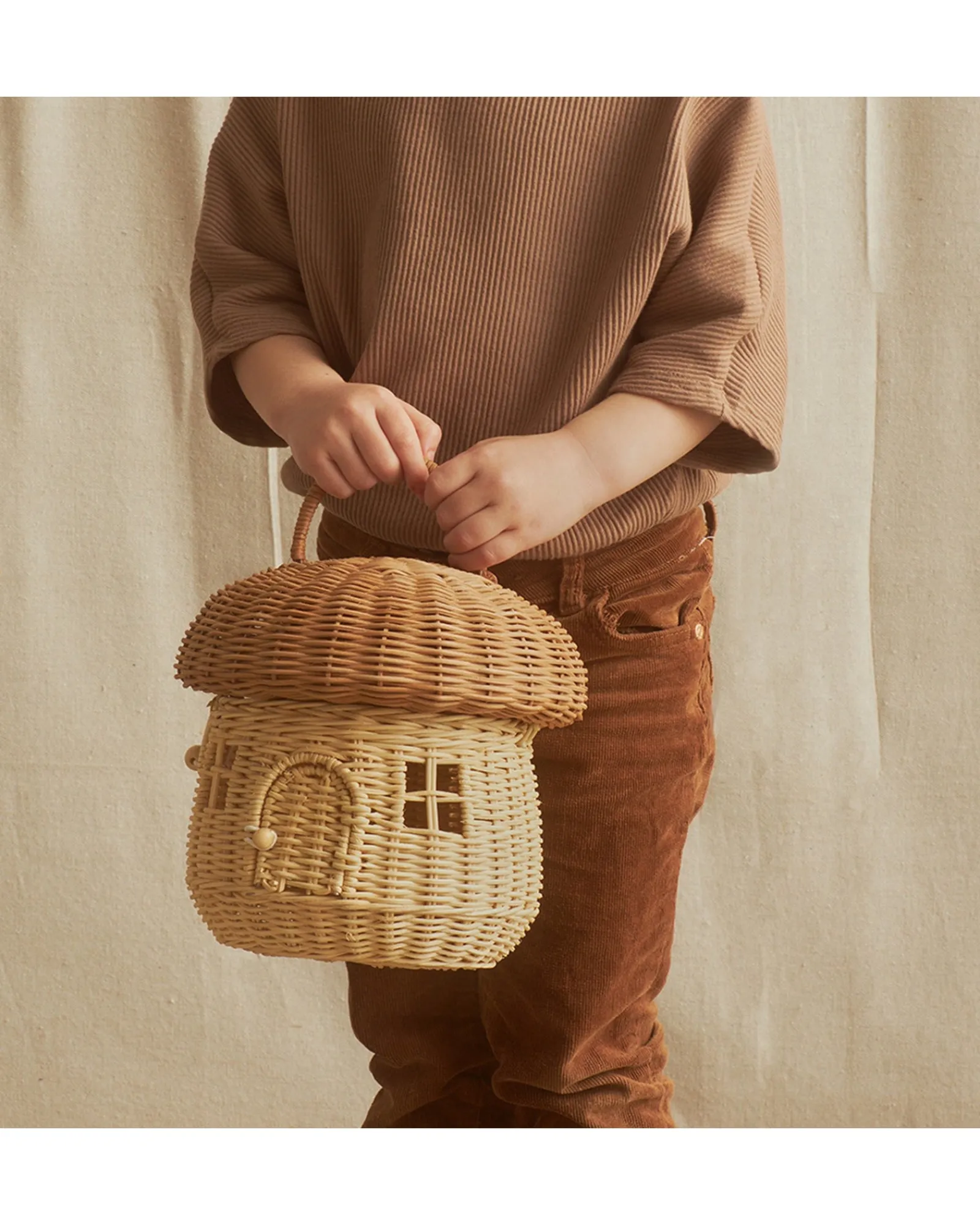 Olli Ella Rattan Mushroom Basket - Natural Discount