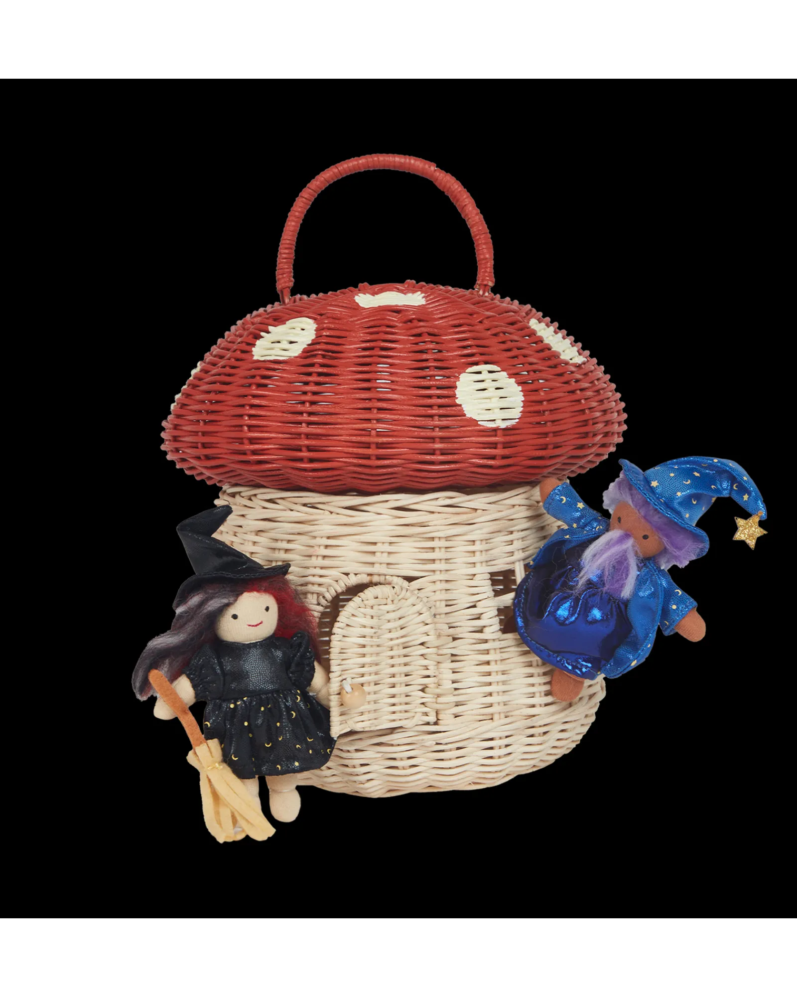 Olli Ella Rattan Mushroom Basket - Red Online