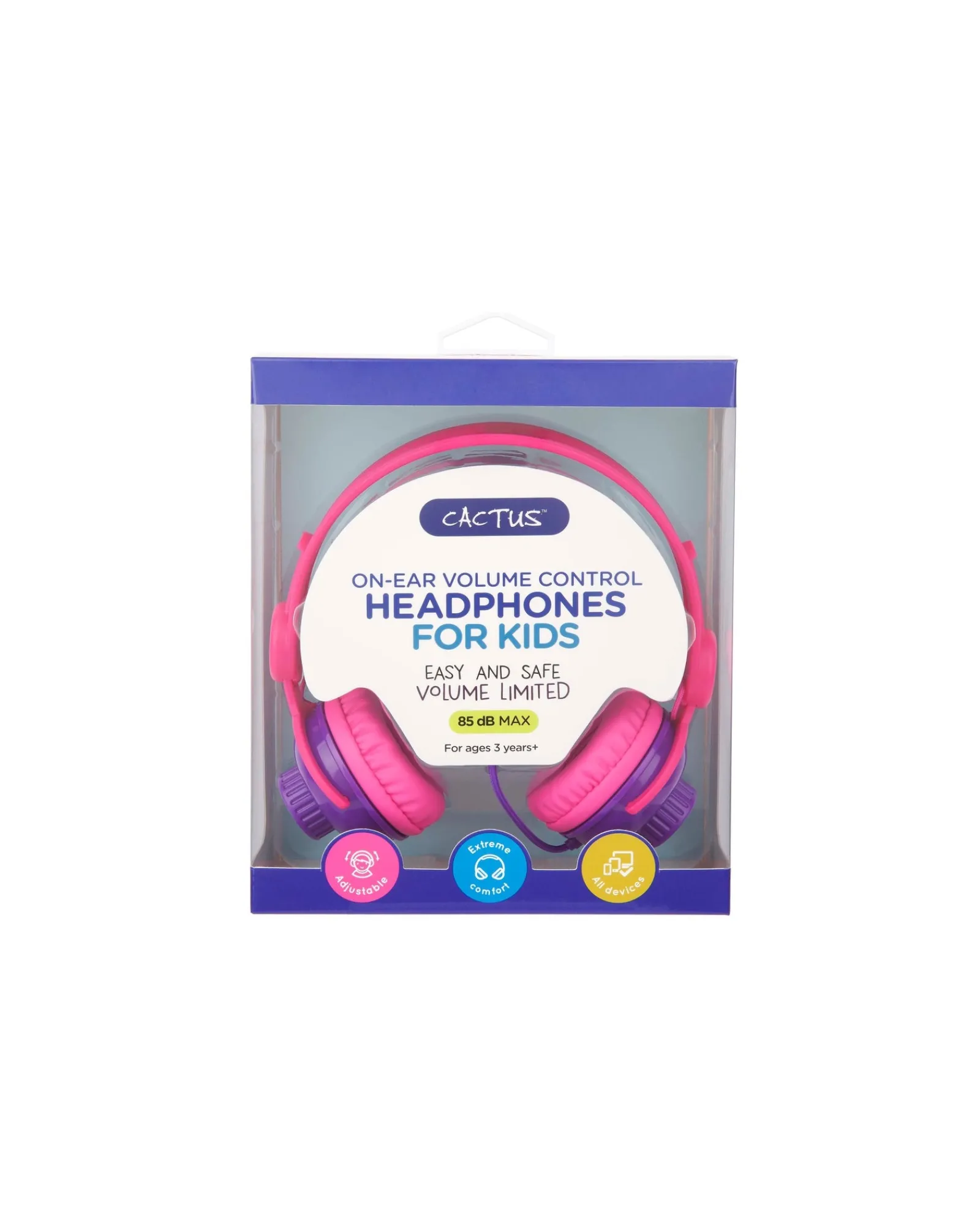 Cactus Onear Volume Control Headphones Pink Best