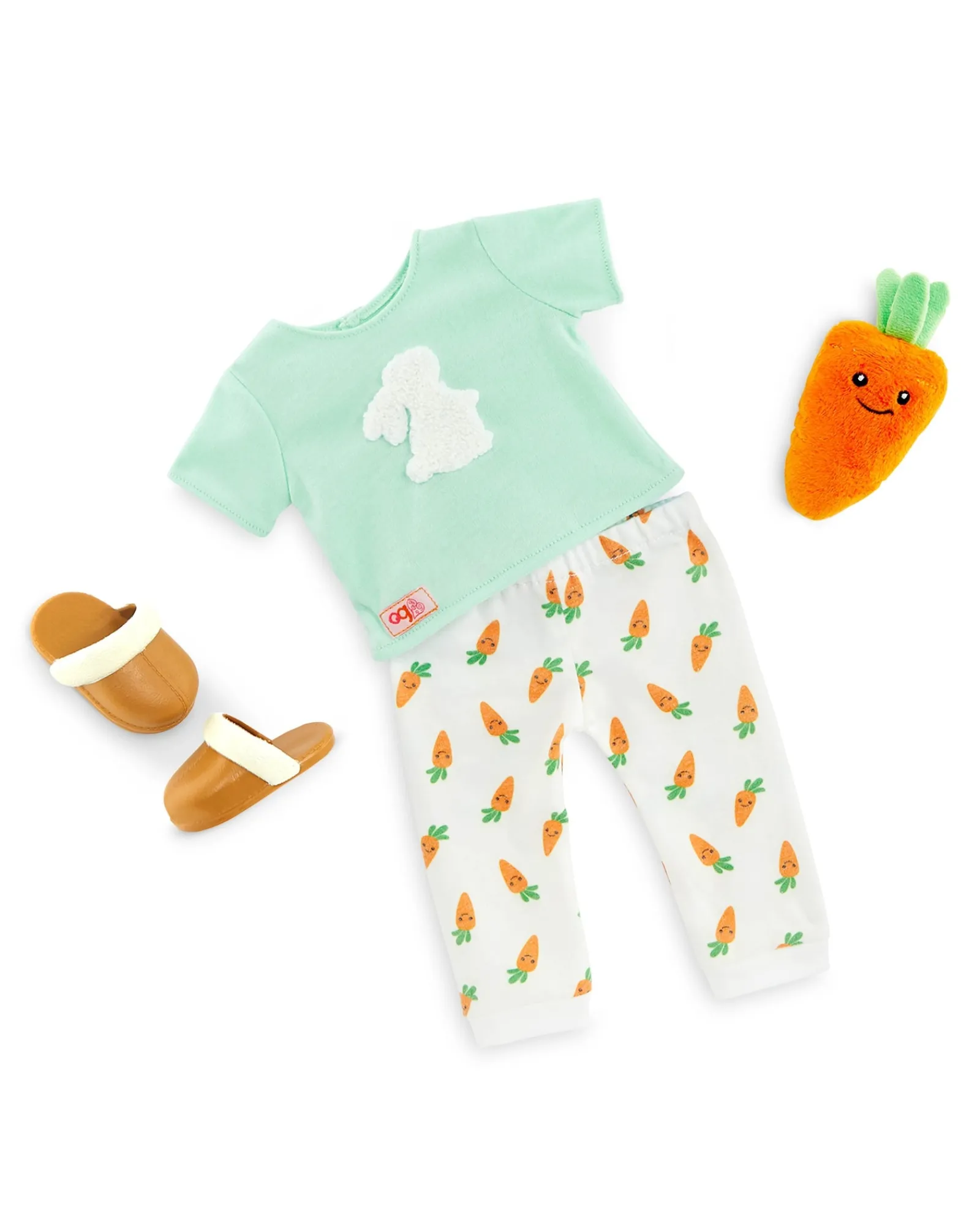 Our Generation Bunny Printed Pajama With Carrot Plush Outfit Shop