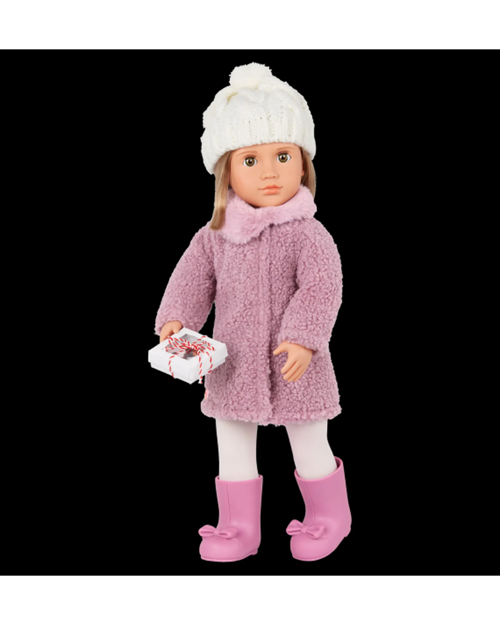 Our Generation Deluxe Sherpa Coat W Knitted Pompom Hat Outfit Best