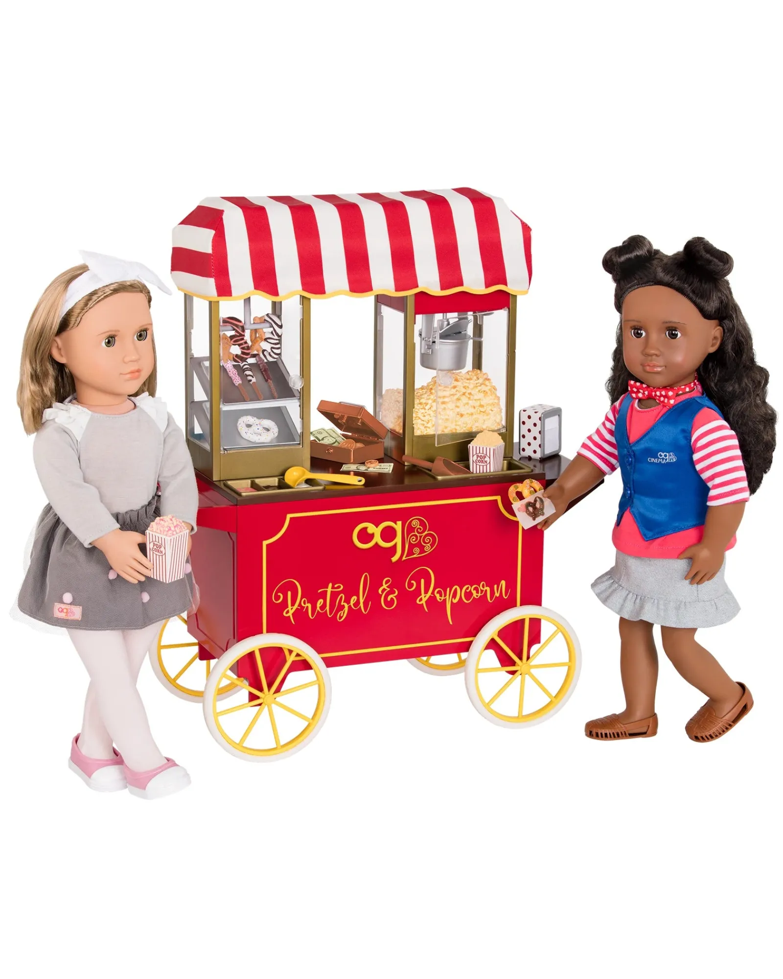 Our Generation Poppin Plenty Snack Cart Pretzel N Popcorn Outlet