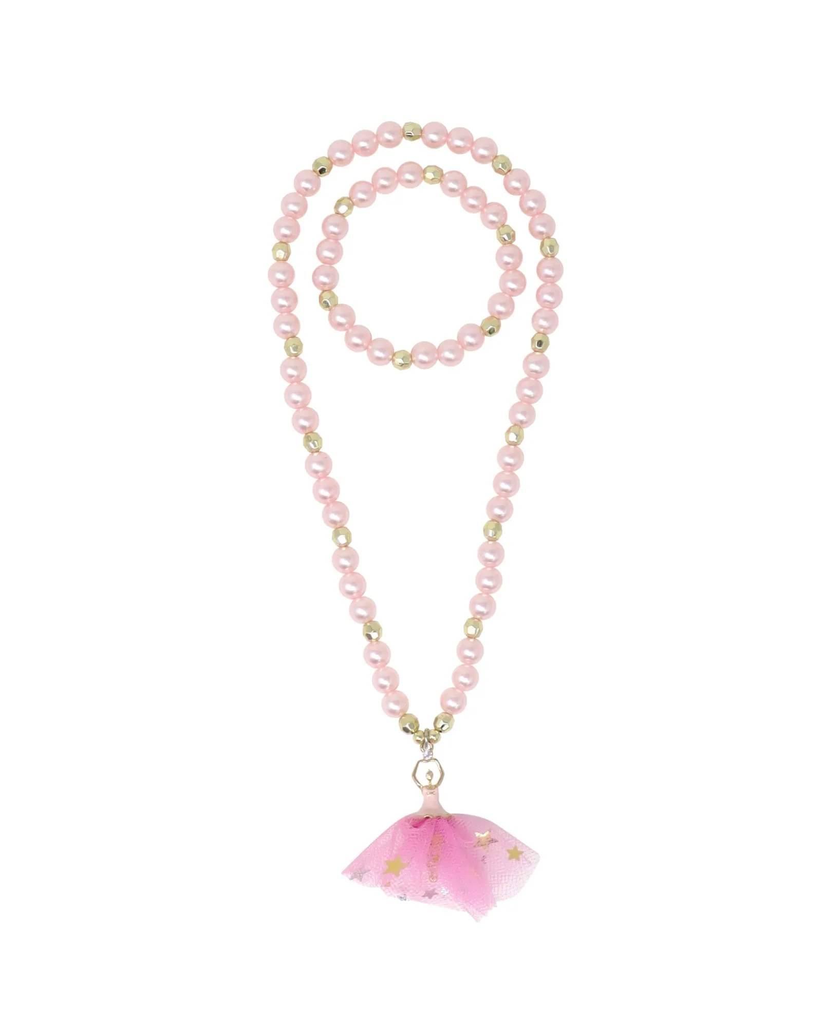 Pink Poppy Ballerina Charm Necklace And Bracelet Set Hot