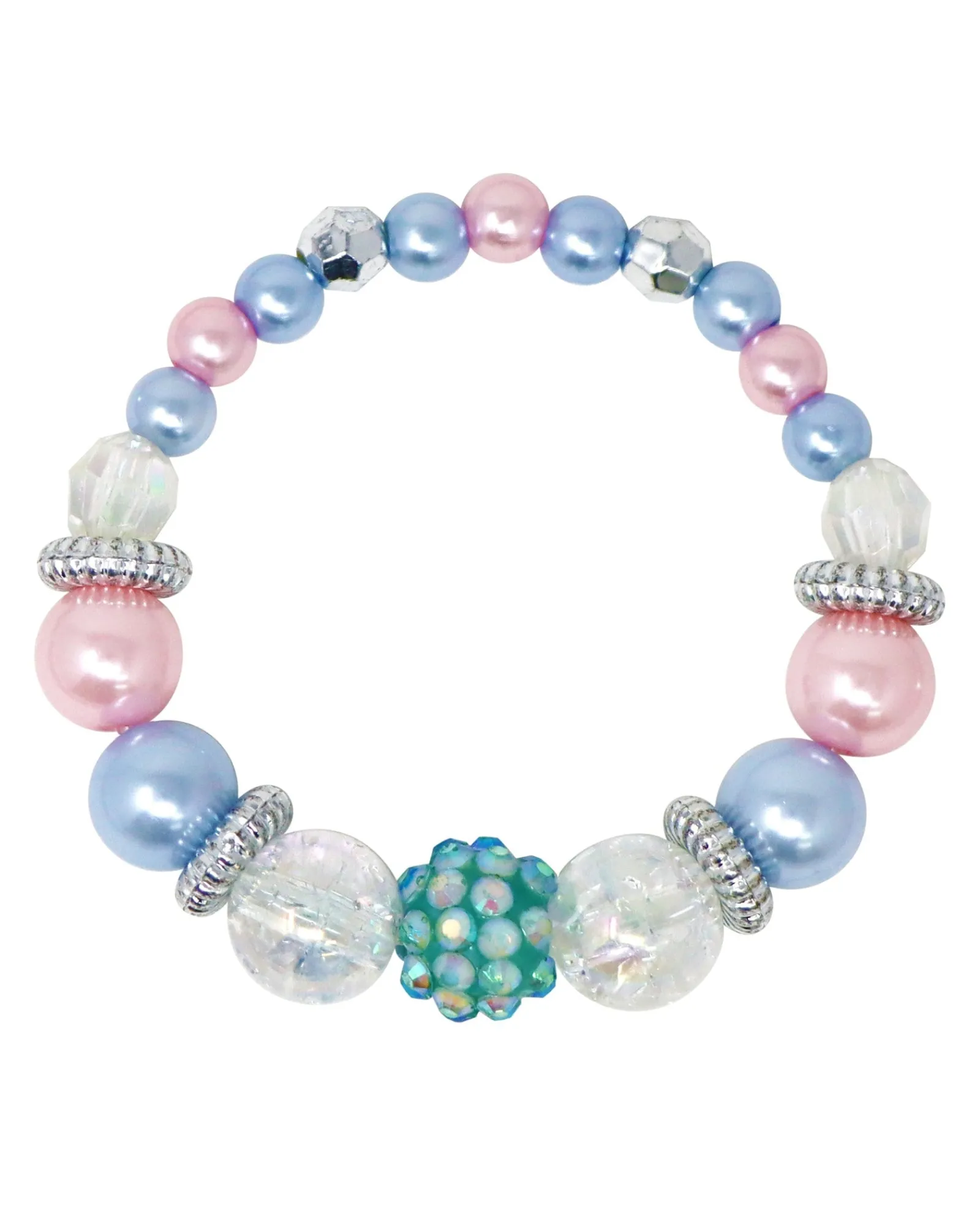 Pink Poppy Blue Ice Princess Stretch Pearl Beaded Necklace And Bracelet Cheap