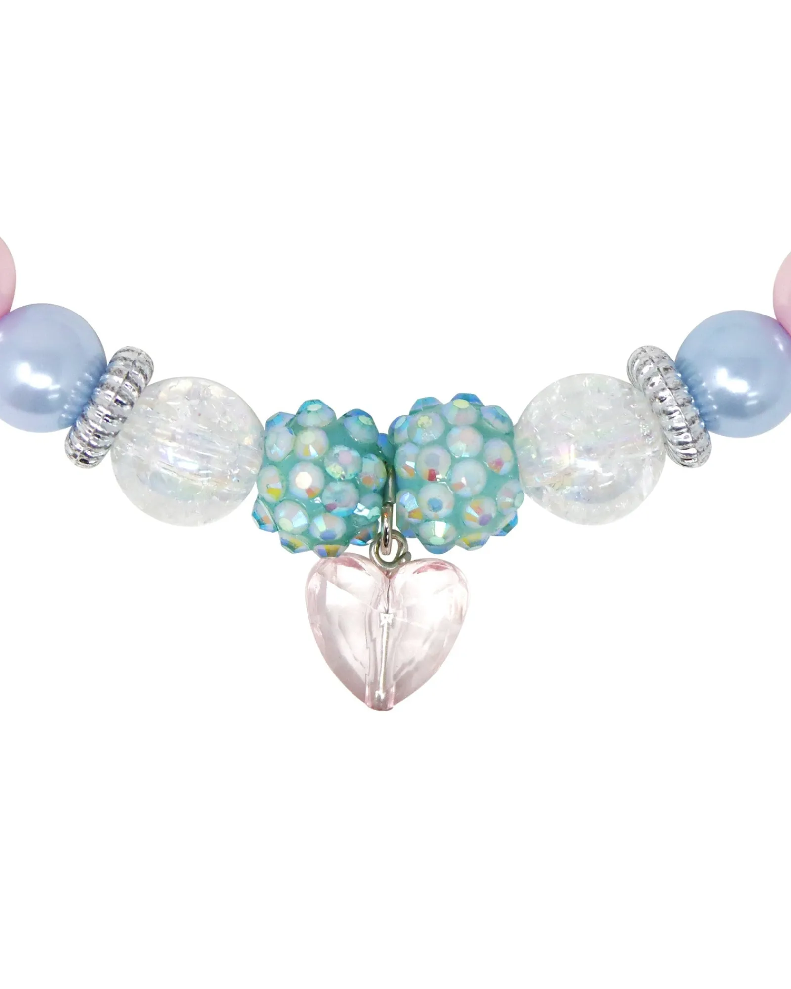 Pink Poppy Blue Ice Princess Stretch Pearl Beaded Necklace And Bracelet Cheap
