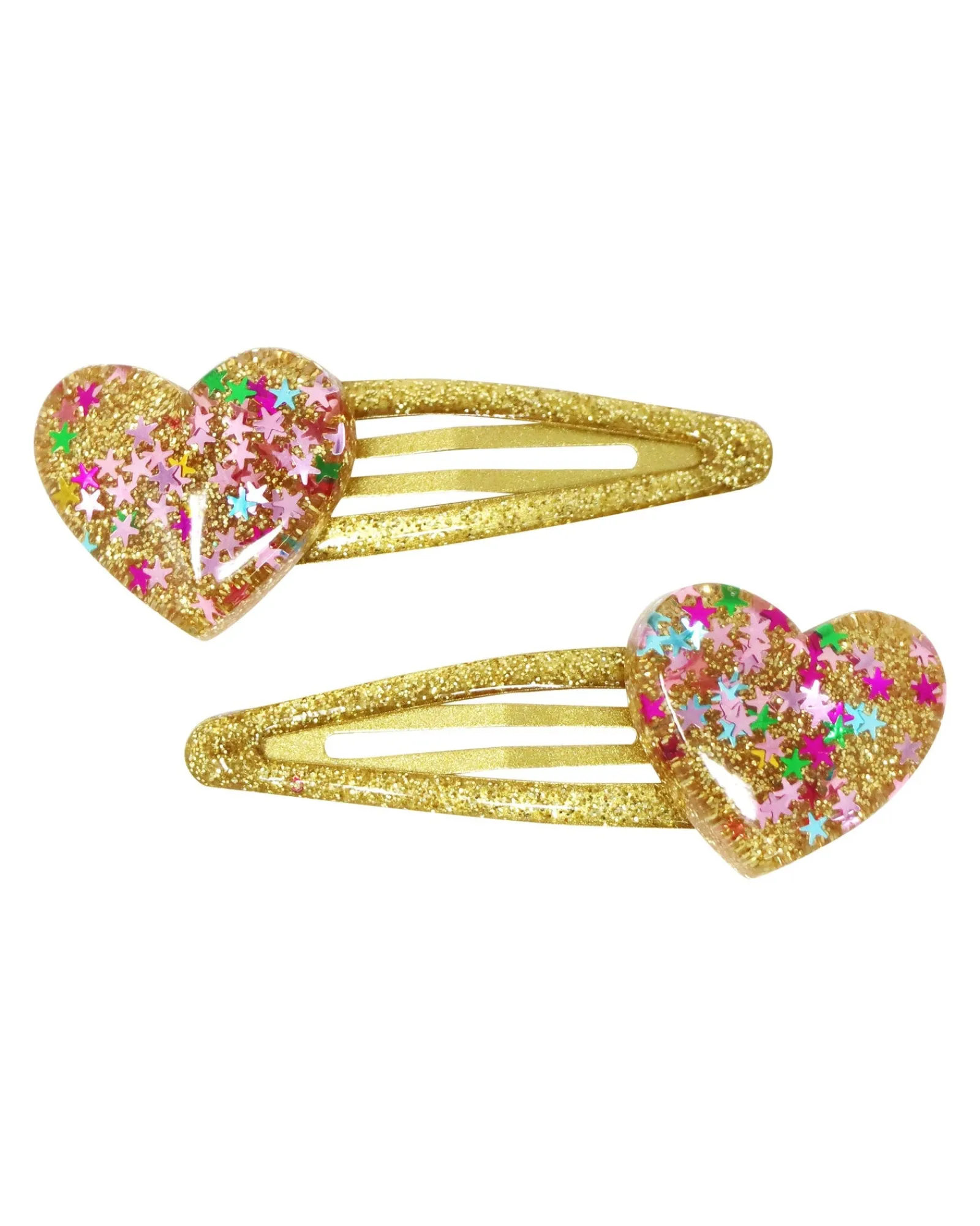 Pink Poppy Hclips Glitter Resin Hearts New