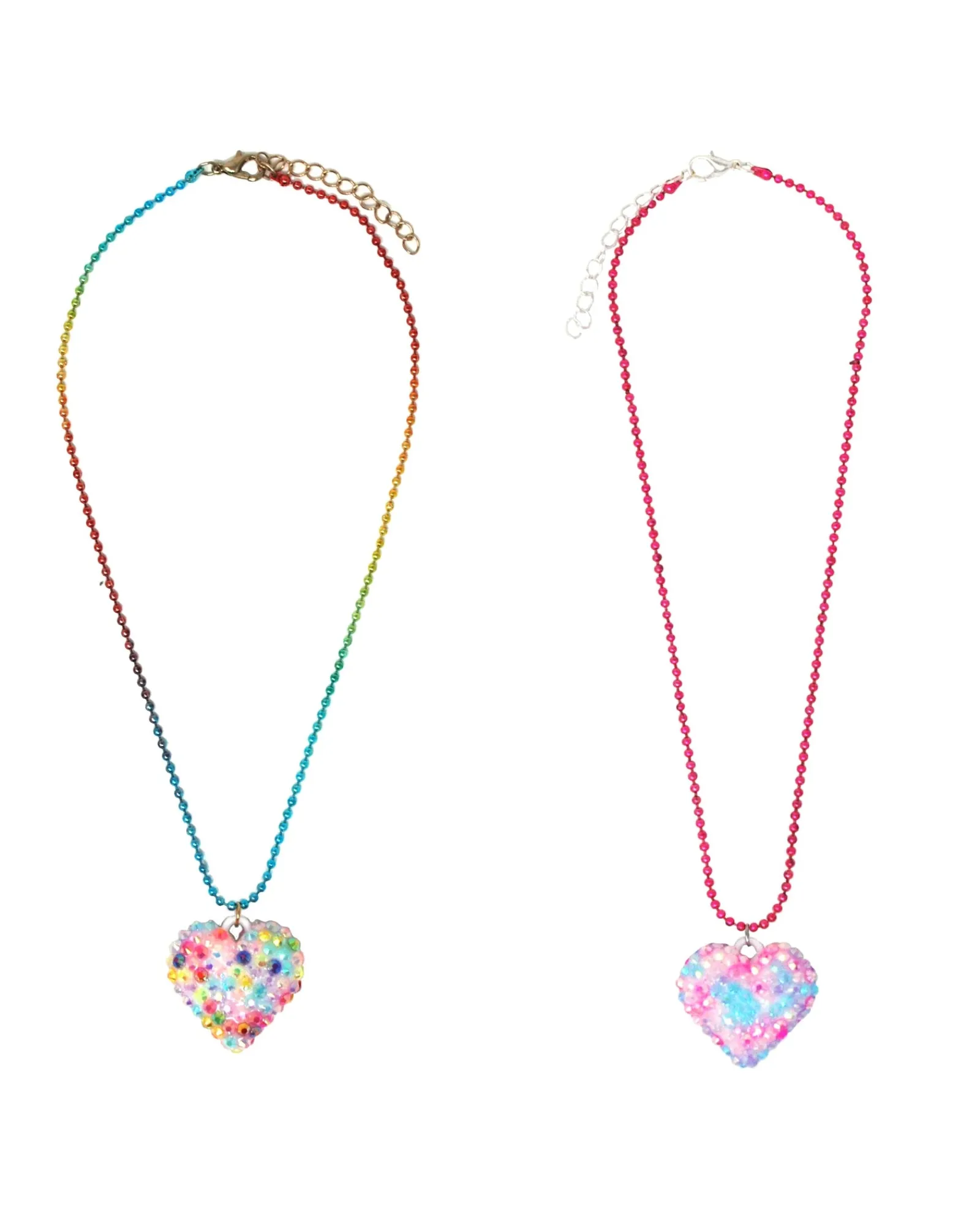 Pink Poppy Necklace Rhinestone Heart Ballchain Best