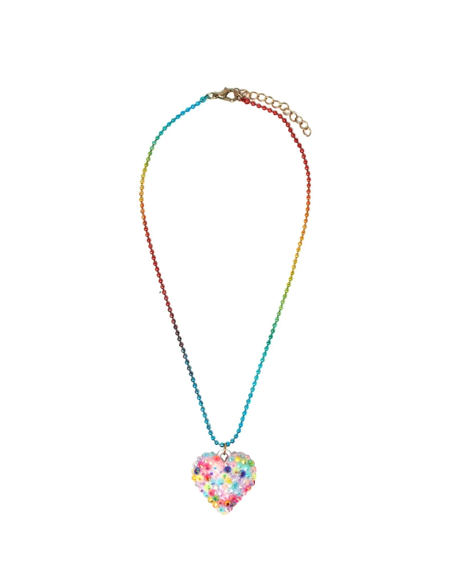 Pink Poppy Necklace Rhinestone Heart Ballchain Best