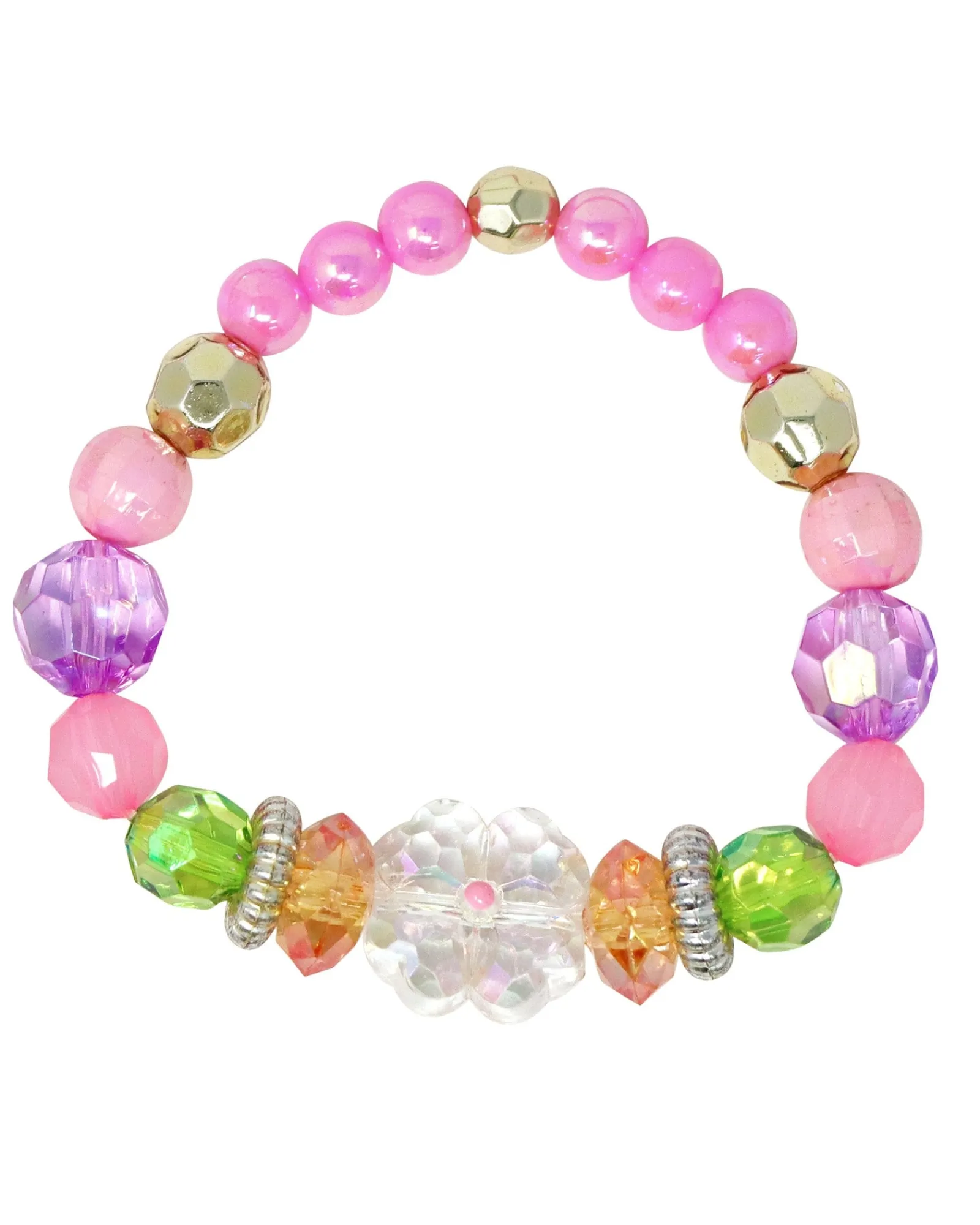 Pink Poppy Pixie Fantasy Flower Stretch Beaded Necklace And Bracelet New
