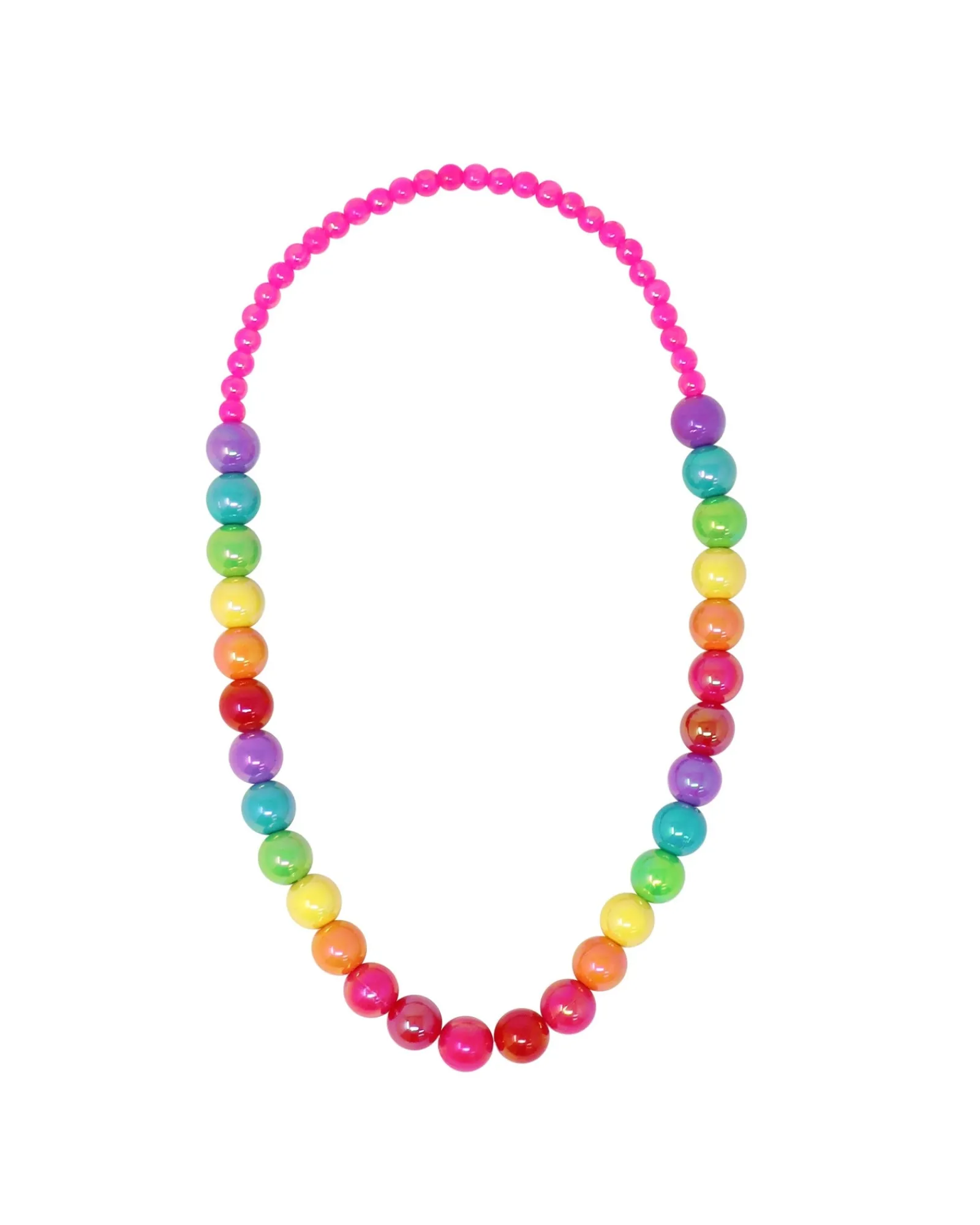 Pink Poppy Rainbow Beads Necklace Hot