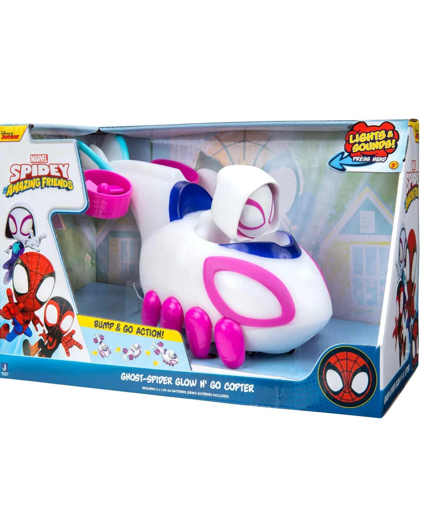 Spidey and His Amazing Friends Ghost-Spider Glow N Go Copter Feature Vehicle New
