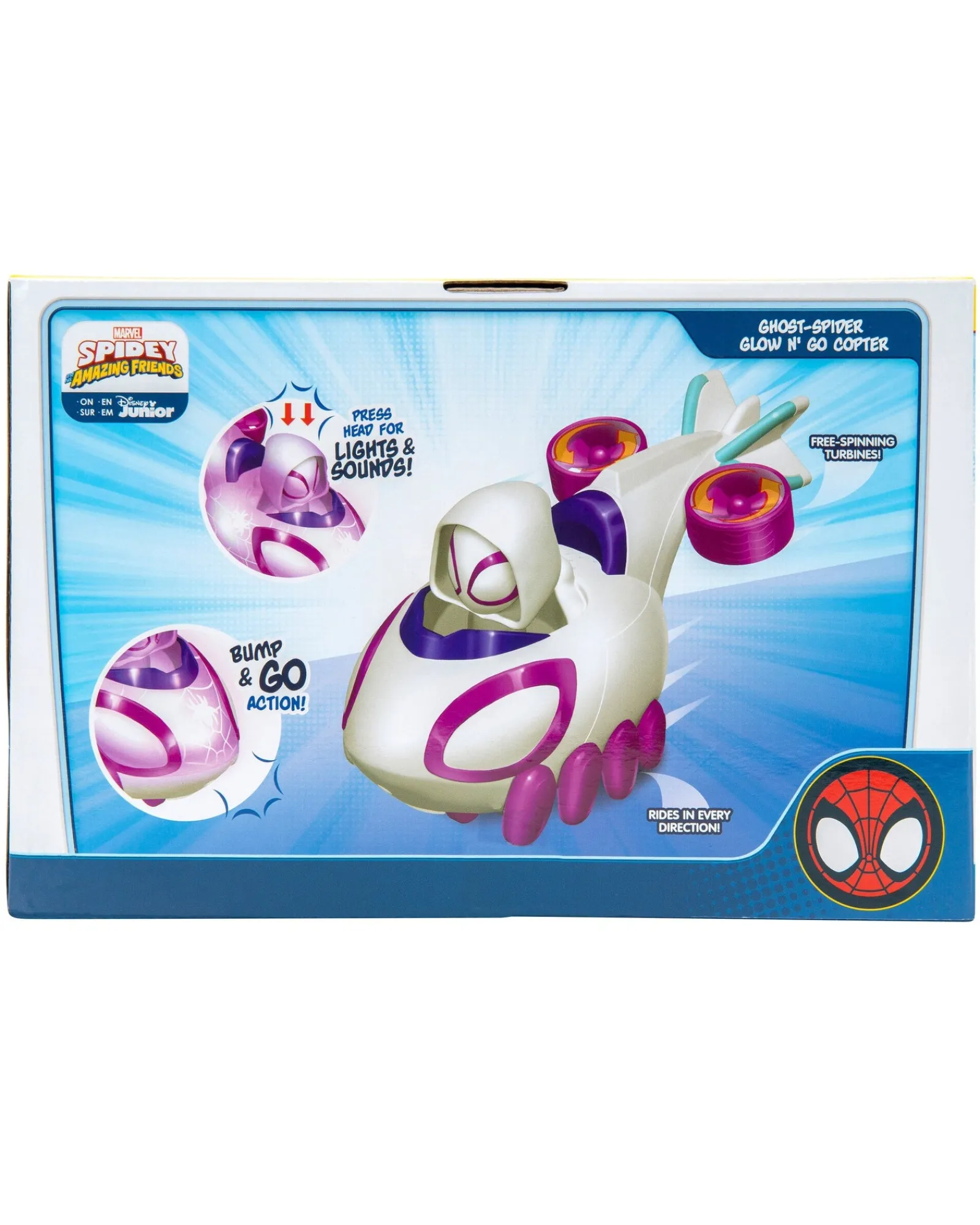 Spidey and His Amazing Friends Ghost-Spider Glow N Go Copter Feature Vehicle New
