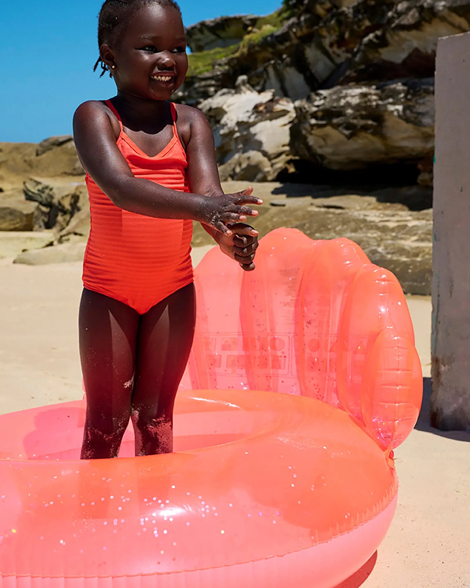 Sunnylife Sunny Life Luxe Pool Ring Shell Neon Coral New